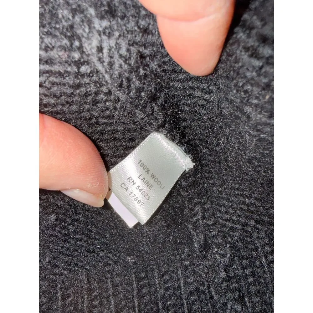Banana Republic 100% Wool Nordic Snowflake Quarter Zip Sweater Medium Black